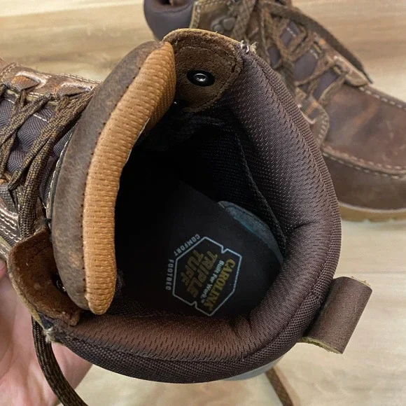 Carolina Waterproof Moc Toe Work Boots Brown Leather EH SR Mens 9.5D CA5593 - Picture 4 of 11